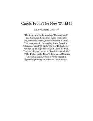 Book cover for Carols from The New World II (a medley of a Canadian, US and Spanish/Latin American Christmas carols