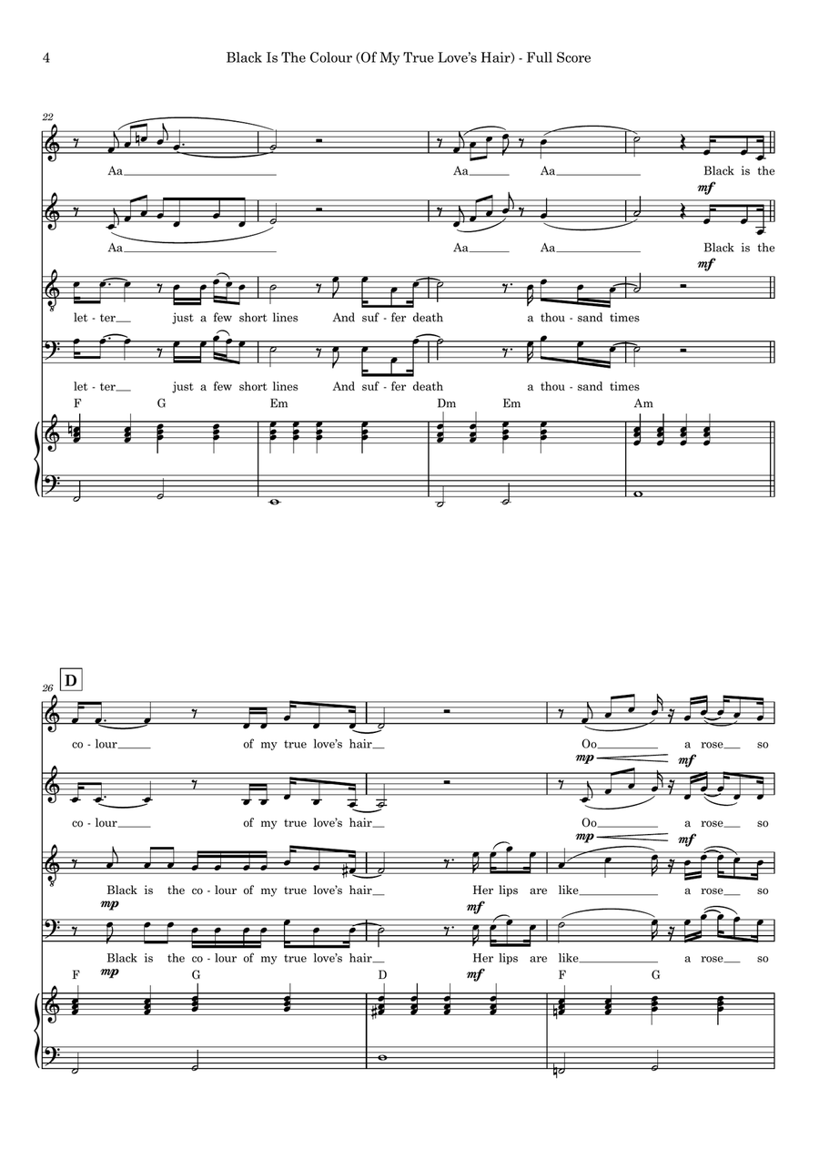 Black Is The Colour 4-Part scores gallery preview page 4
