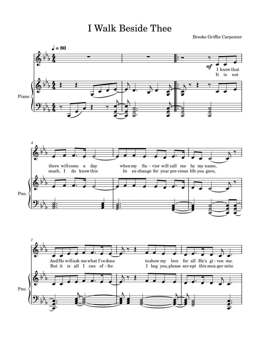 I Walk Beside Thee Voice scores gallery preview page 1