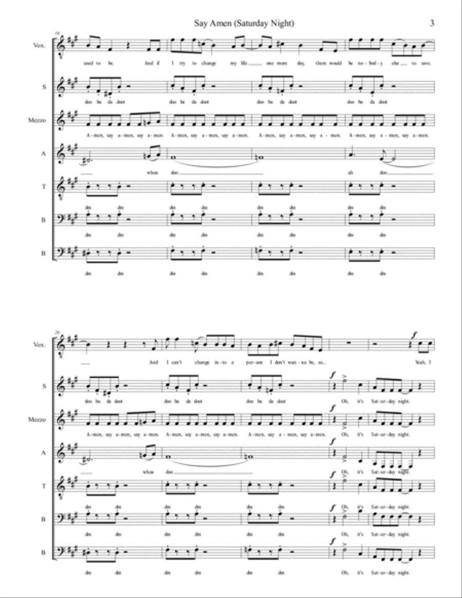 Say Amen (saturday Night) Divisi scores gallery preview page 3