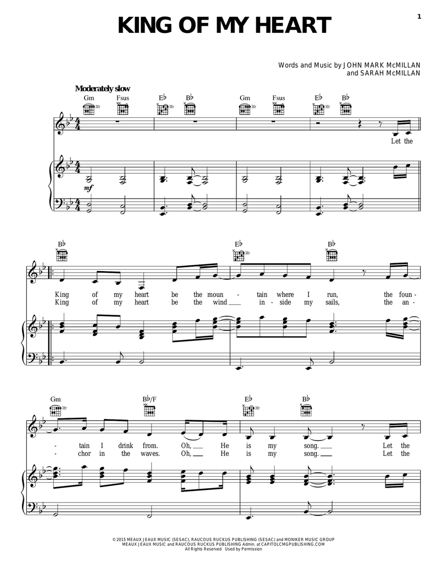 King Of My Heart Piano, Vocal, Guitar scores gallery preview page 1