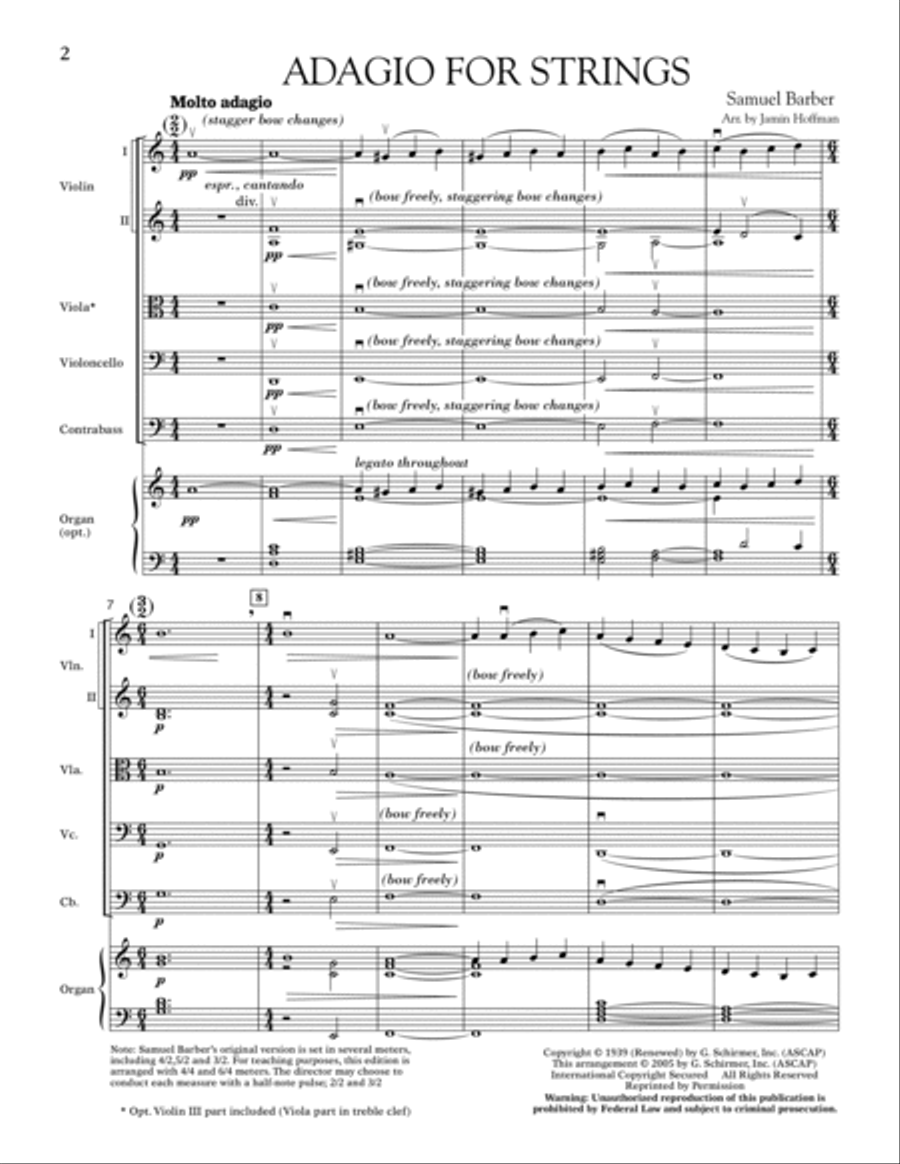 Adagio For Strings - Full Score String Orchestra scores gallery preview page 2