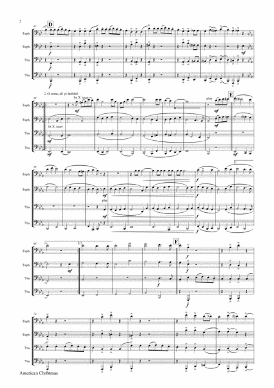 American Christmas - Mash up Rondo of best Christmas Songs - Low Brass Quartet/Tuba Quartet Brass Quartet scores gallery preview page 3