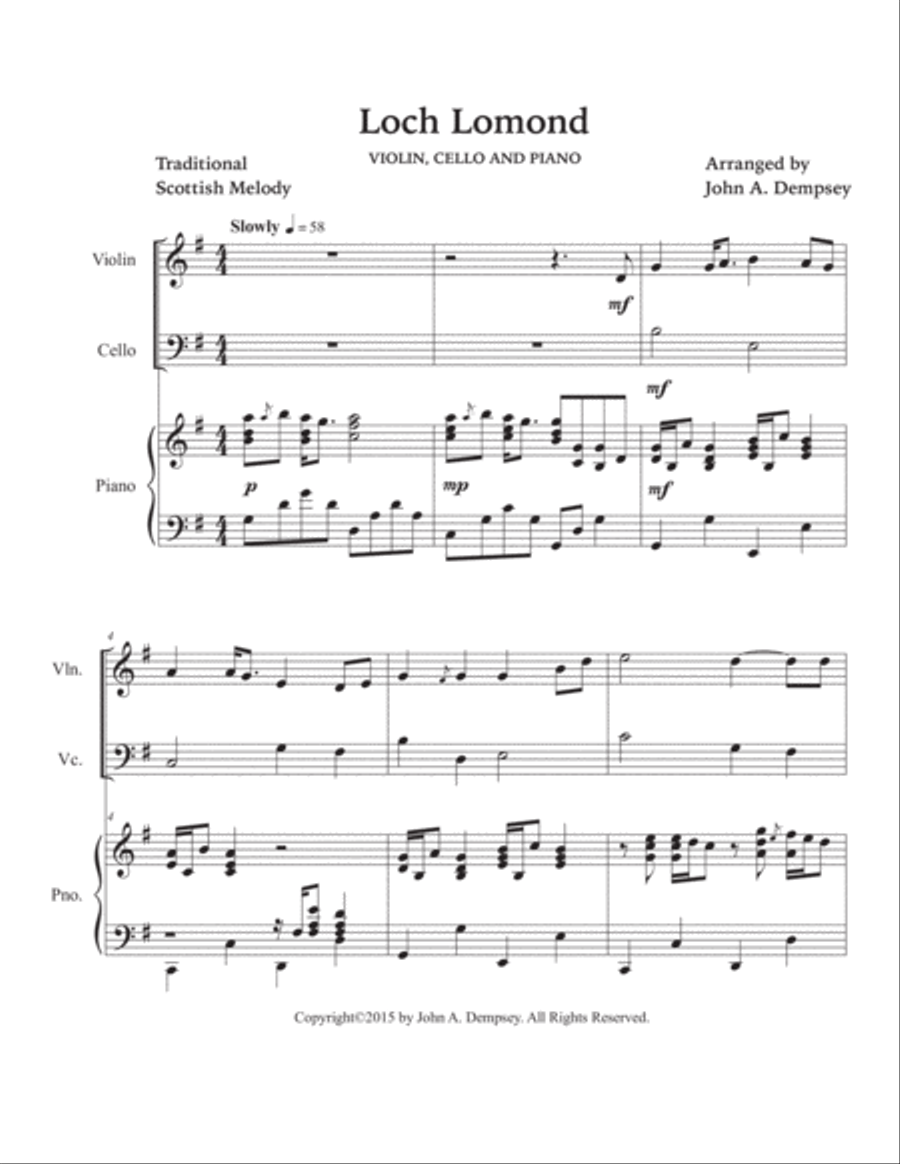 Loch Lomond (Piano Trio): Violin, Cello and Piano Piano Trio scores gallery preview page 5