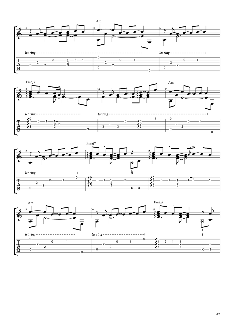 She's Like The Wind Guitar Tablature scores gallery preview page 2
