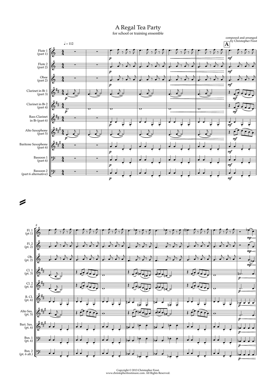 A Regal Tea Party (school/training ensemble) Woodwind Ensemble scores gallery preview page 1