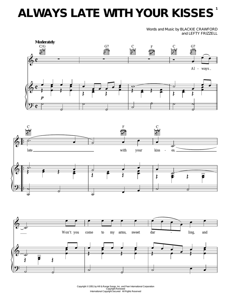 Always Late With Your Kisses Guitar scores gallery preview page 1