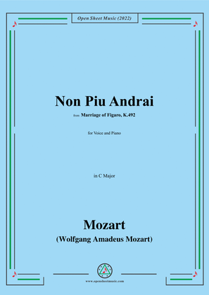 Book cover for Mozart-Non Piu Andrai,from Marriage of Figaro,in C Major,for Voice and Piano