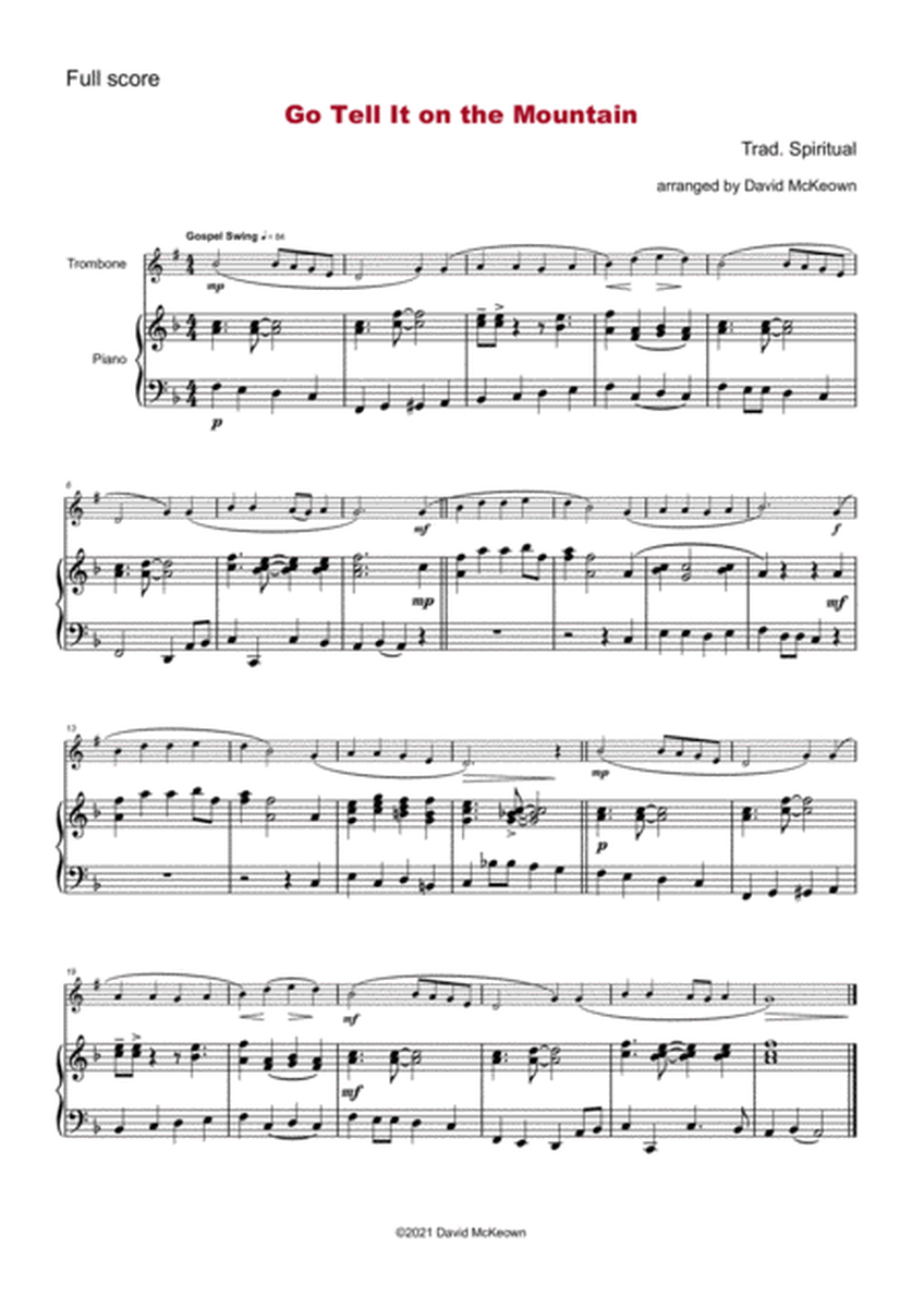 Go Tell It On The Mountain, Gospel Song for Trombone (Treble Clef in B Flat) and Piano