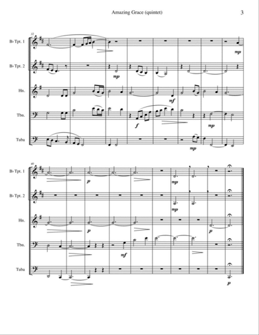 Amazing Grace for Brass Quintet Brass Quintet scores gallery preview page 3