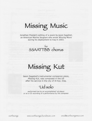 Book cover for missing music!