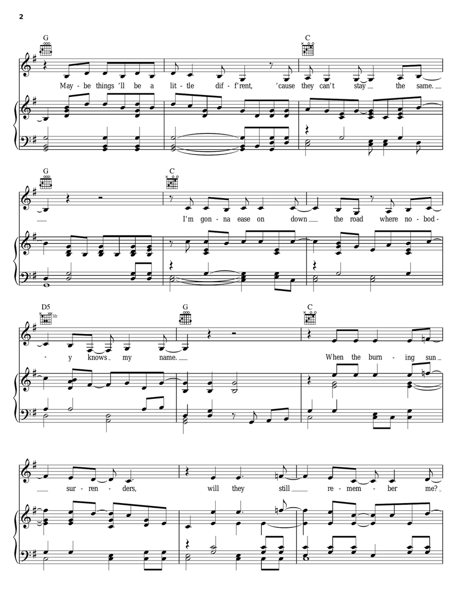Where Nobody Knows My Name (Reprise) Piano, Vocal, Guitar scores gallery preview page 2