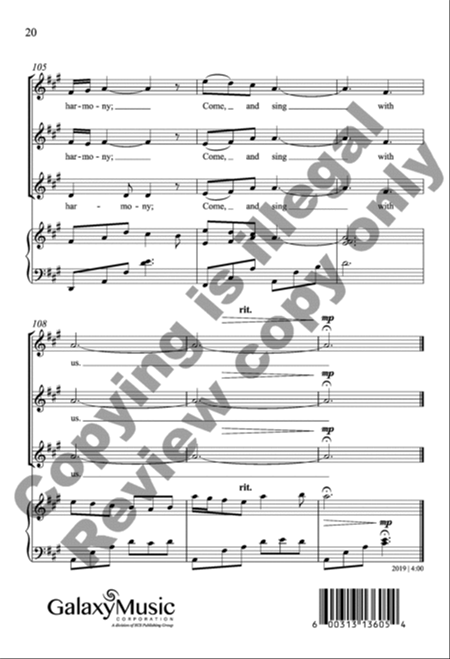 The Music of Being (Piano/Choral Score) SSA scores gallery preview page 20