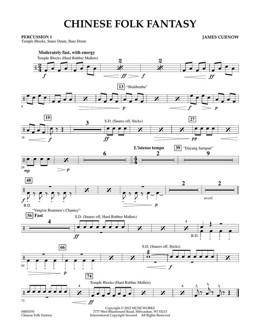 Chinese Folk Fantasy - Percussion 1 Concert Band scores gallery preview page 1