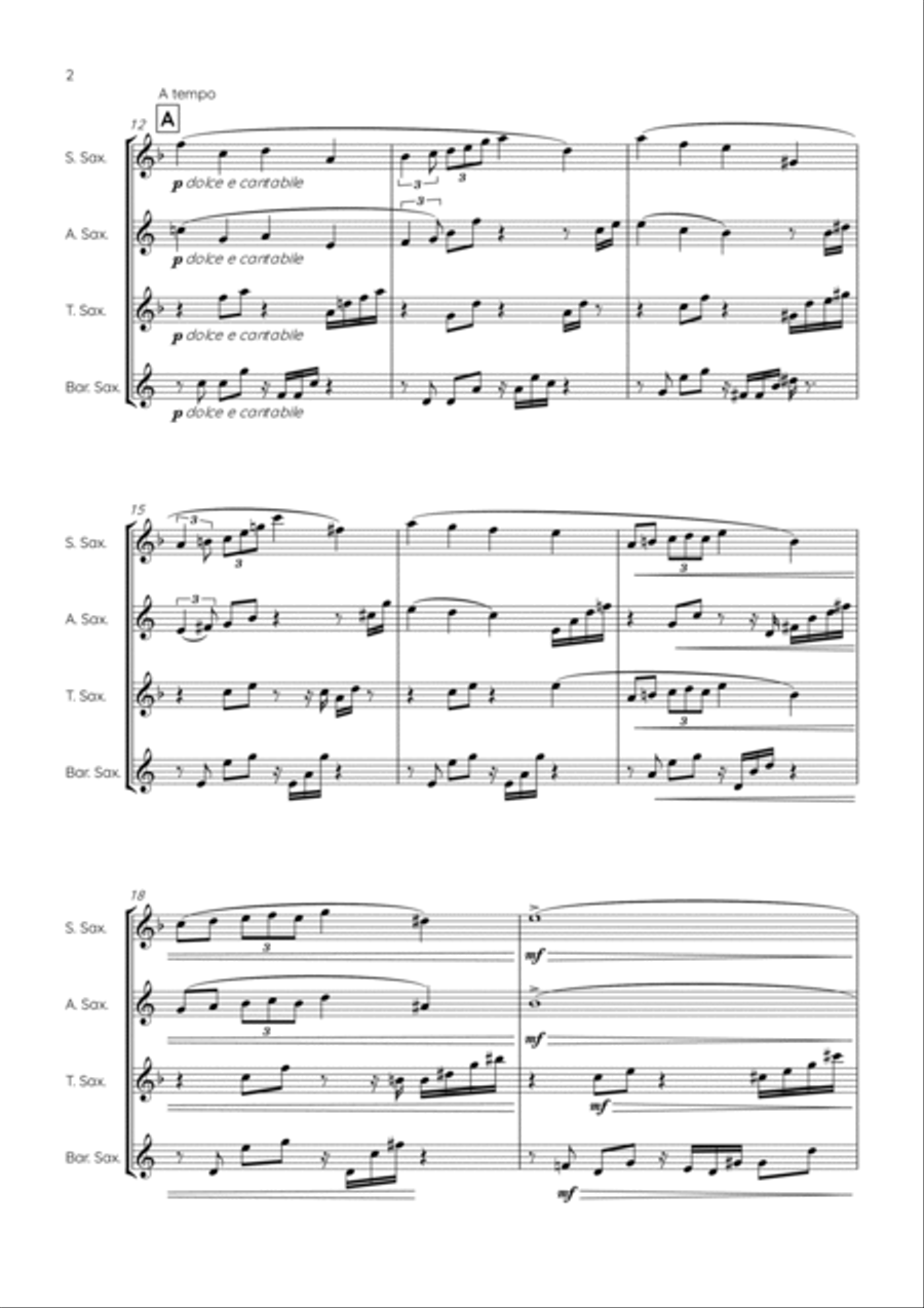 Nocturne No. 4 in E♭ major, Op. 36 Saxophone Quartet scores gallery preview page 4