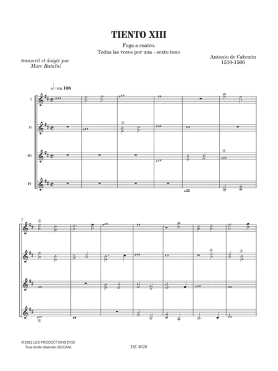 Tiento XIII Guitar Ensemble scores gallery preview page 4