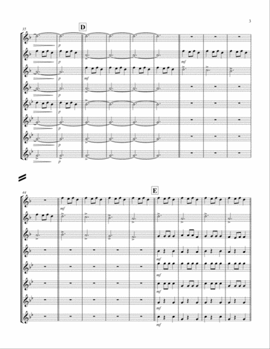 Carol of the Bells (F min) (Saxophone Octet - 4 Alto, 4 Ten) Woodwind Ensemble scores gallery preview page 3