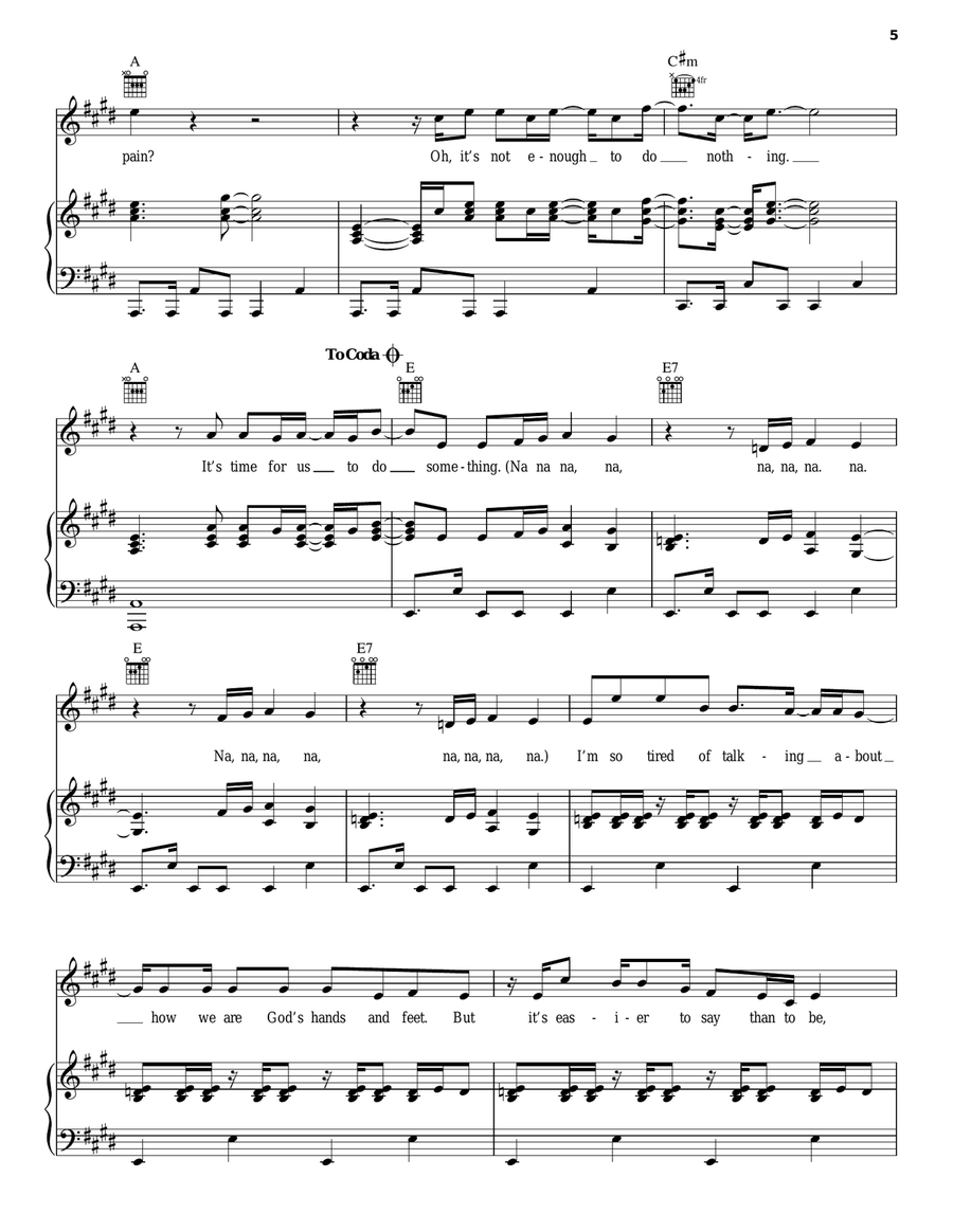Do Something Piano, Vocal, Guitar scores gallery preview page 5