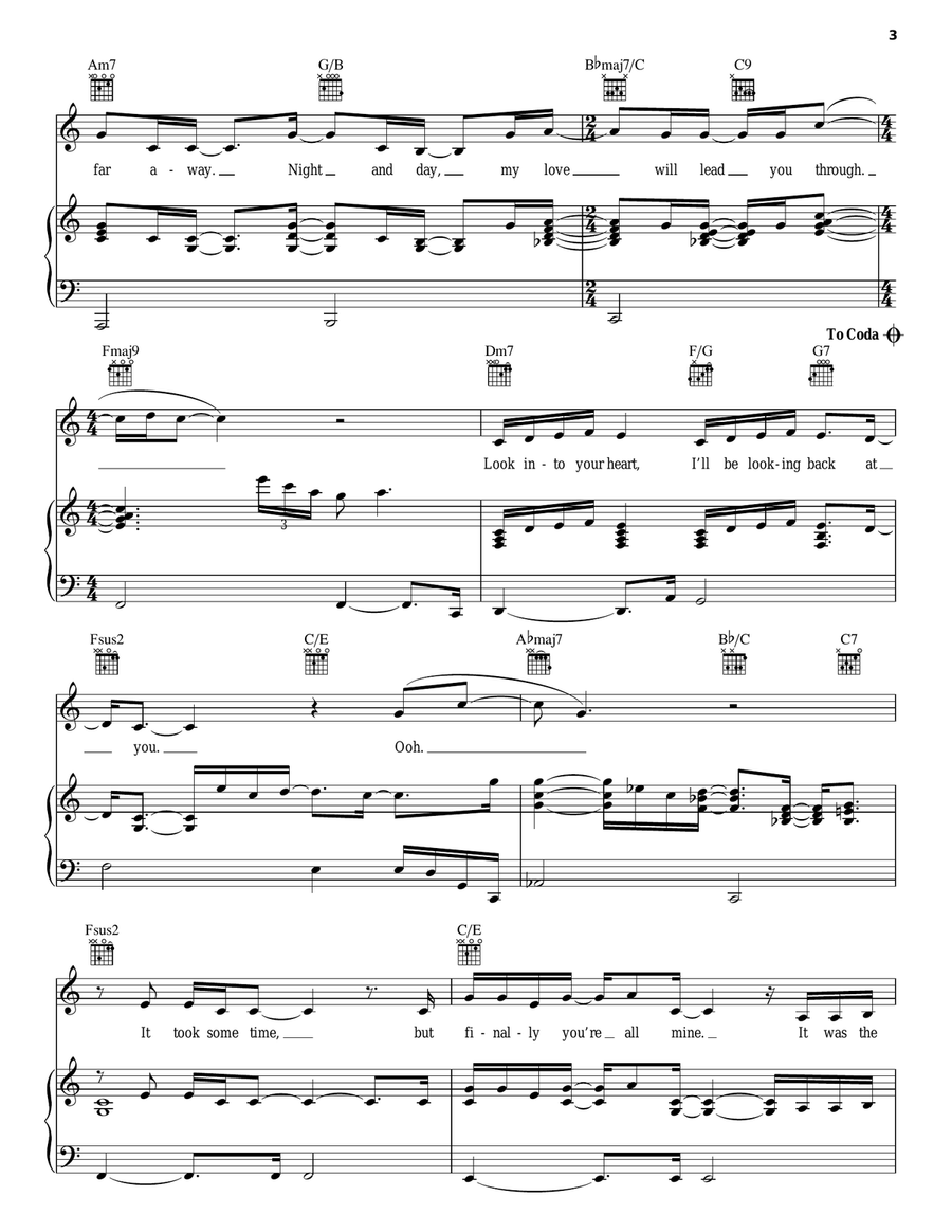 Looking Back At You Piano, Vocal, Guitar scores gallery preview page 3