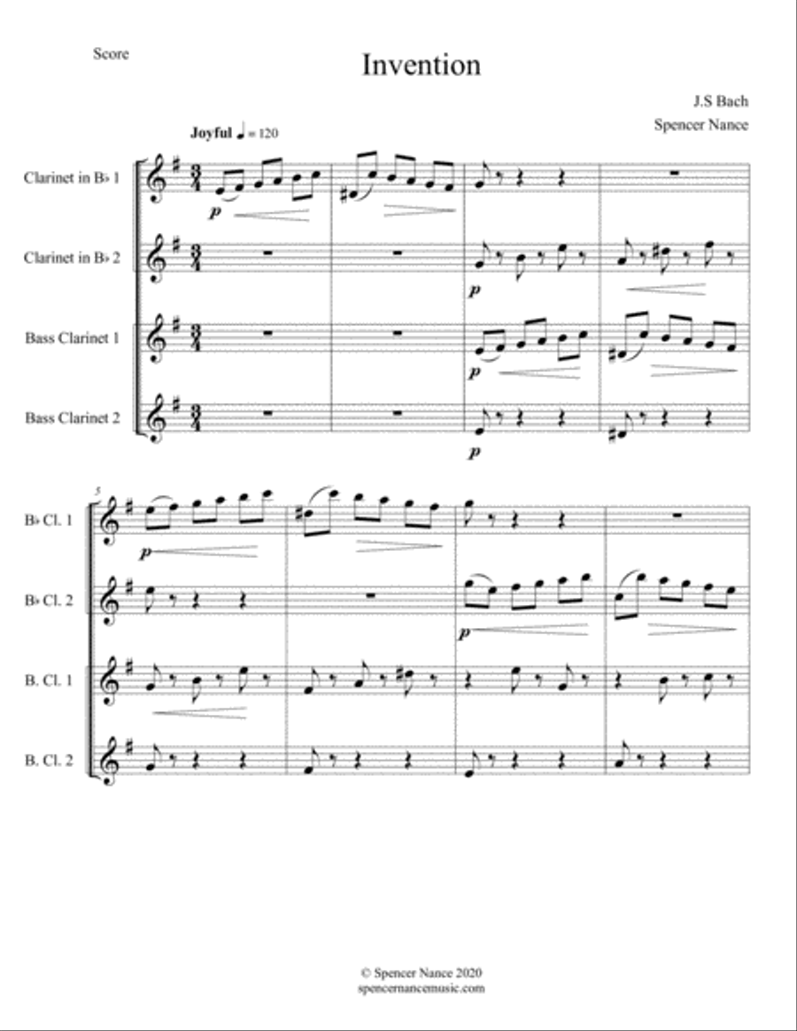 Invention Woodwind Quartet scores gallery preview page 1