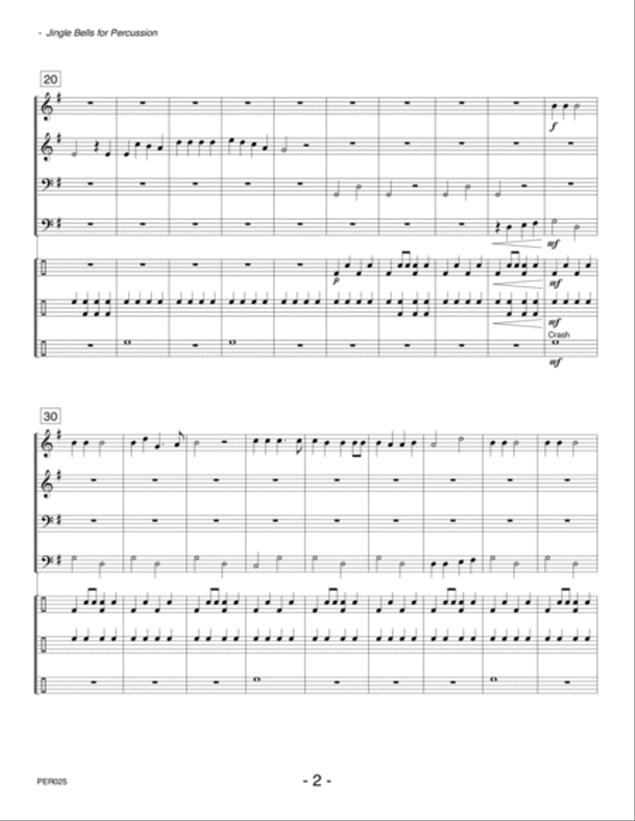 JINGLE BELLS FOR PERCUSSION - PERCUSSION ENSEMBLE Percussion Ensemble scores gallery preview page 2