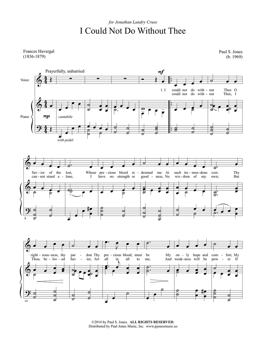 I Could Not Do Without Thee (Med.) Medium Voice scores gallery preview page 1