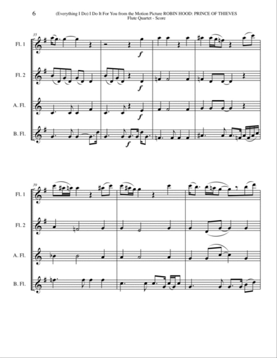 (Everything I Do) I Do It For You Woodwind Quartet scores gallery preview page 6