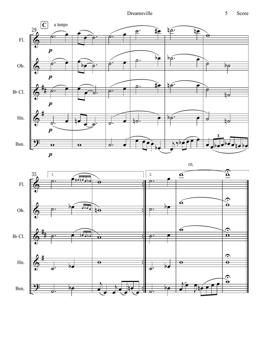 Dreamsville Dreamsville Woodwind Quintet scores gallery preview page 6
