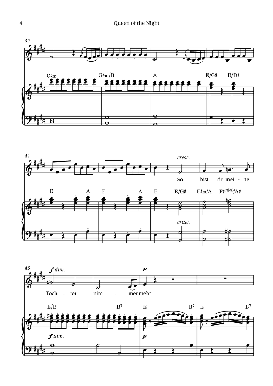 Queen of the Night (aria) - for ALTO in C# minor (with chords) Chamber Music scores gallery preview page 4