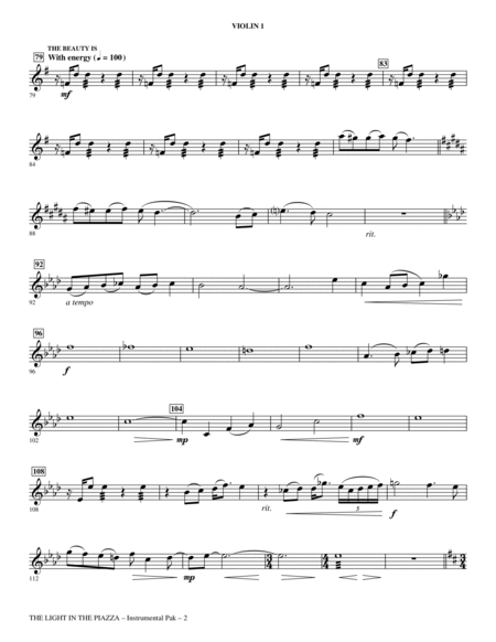 The Light In The Piazza (Choral Highlights) (arr. John Purifoy) - Violin 1