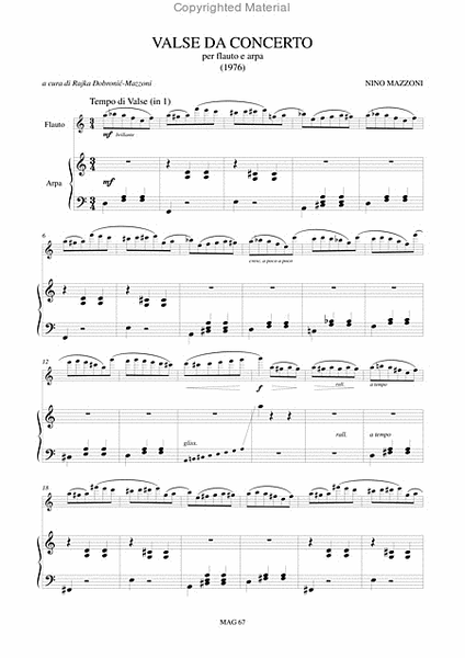 Valse da concerto for Flute and Harp (1976)