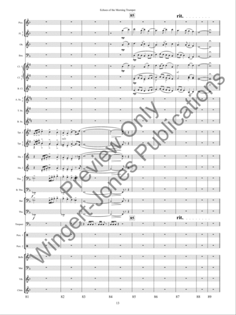 Echoes of the Morning Trumpet Concert Band scores gallery preview page 16