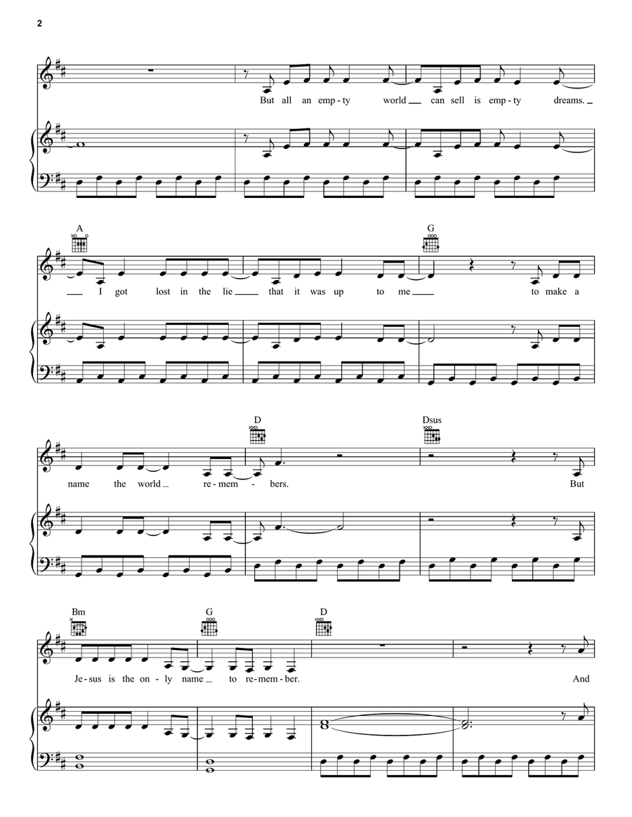 Only Jesus Only Jesus Piano, Vocal, Guitar scores gallery preview page 2