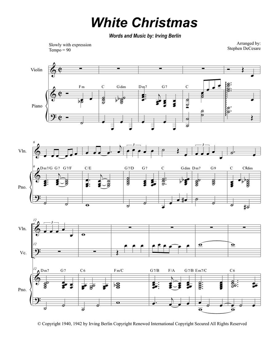White Christmas Piano Trio scores gallery preview page 1