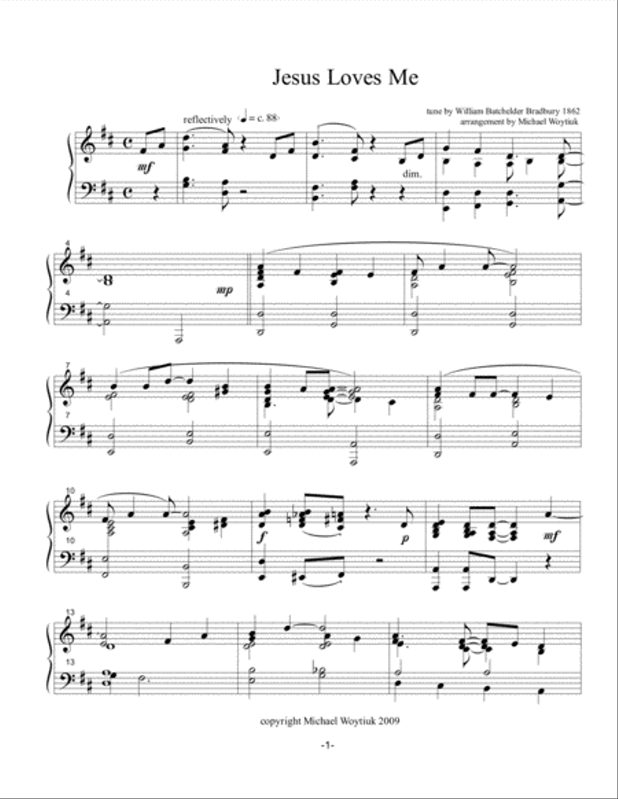 Jesus Loves Me Piano Solo scores gallery preview page 1