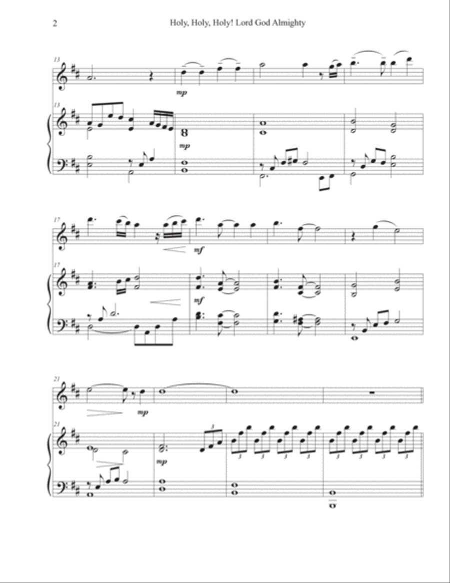 Holy, Holy, Holy! Lord God Almighty (Violin-Piano) Violin Solo scores gallery preview page 2