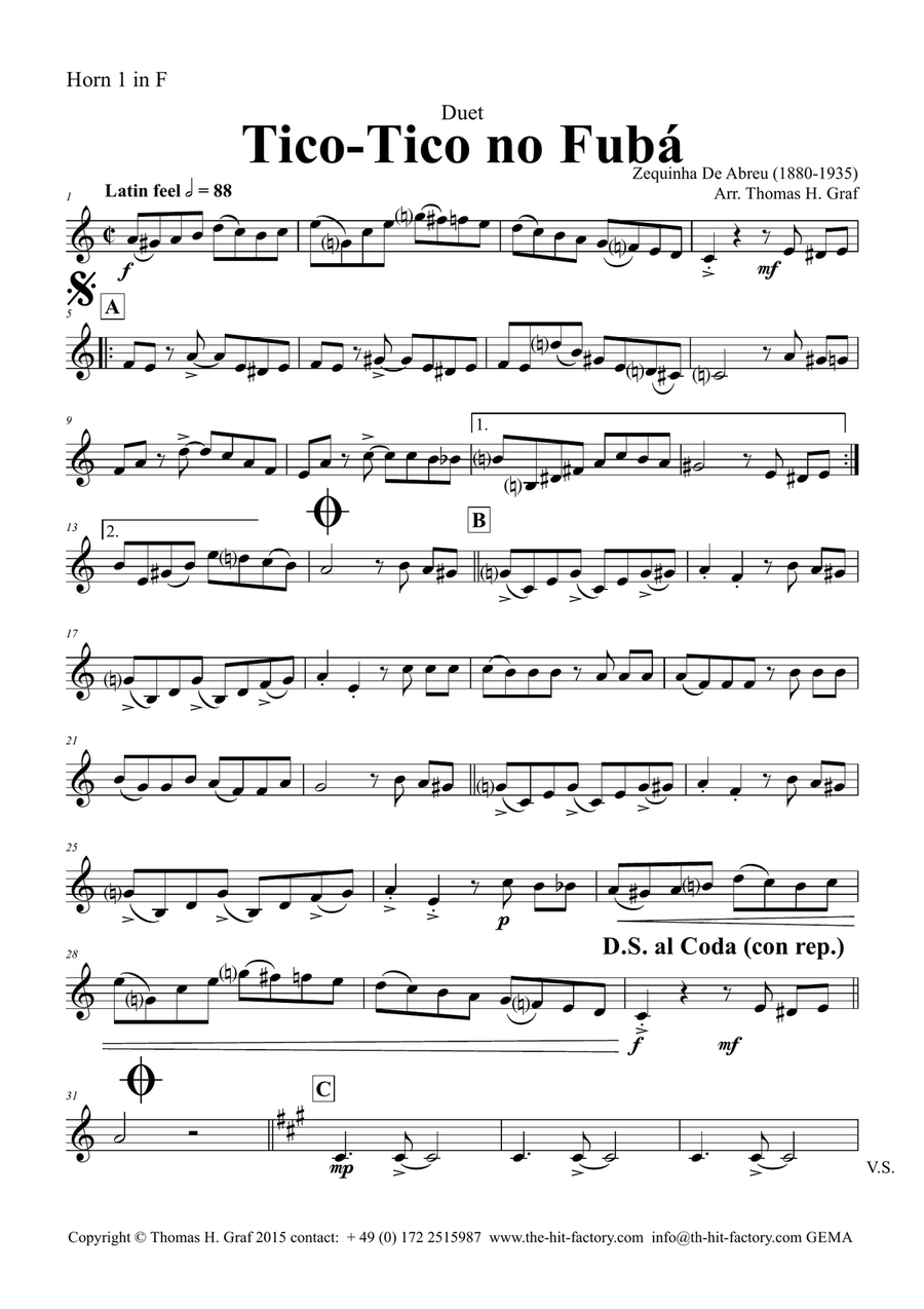 Tico-Tico no Fubá - Choro - Duet Horn Brass Duet scores gallery preview page 3