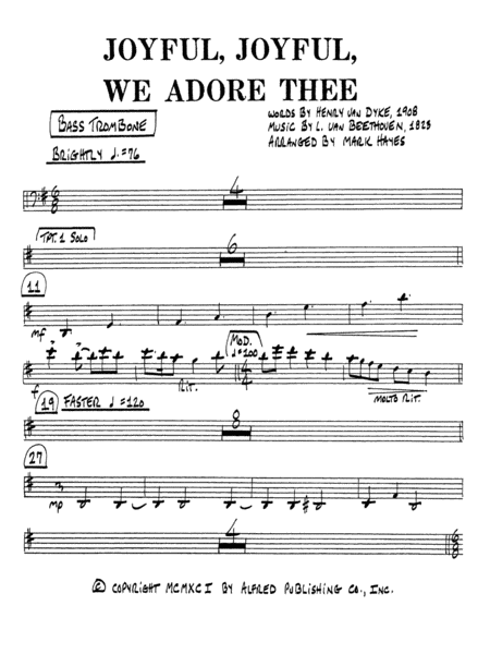 Joyful, Joyful, We Adore Thee: 4th Trombone