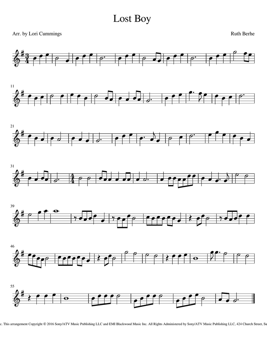 Lost Boy Flute Solo scores gallery preview page 1