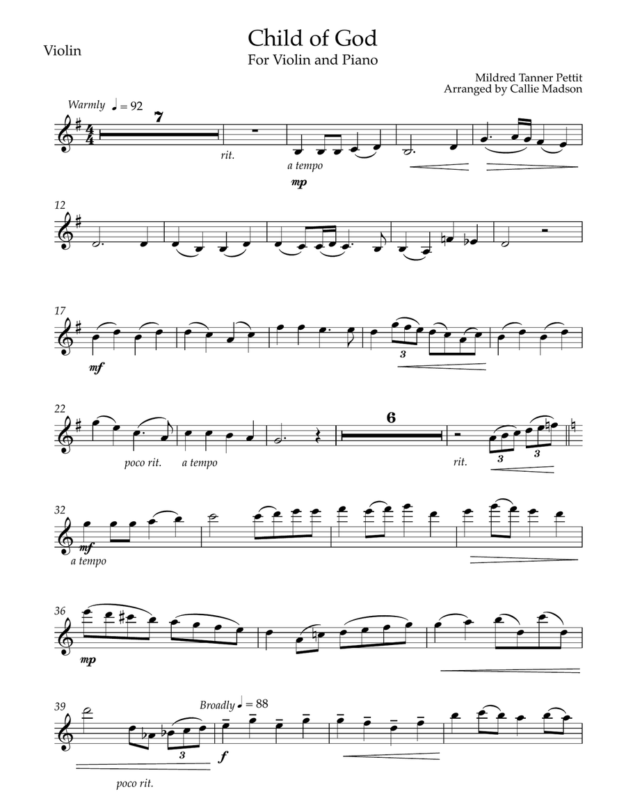 I Am a Child of God I Am a Child of God Violin Solo scores gallery preview page 6