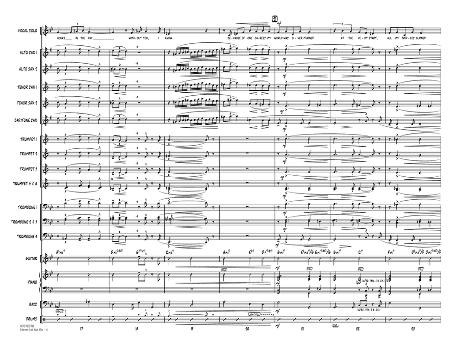 Never Let Me Go (Flexible Solo Feature) - Conductor Score (Full Score) Jazz Ensemble scores gallery preview page 4