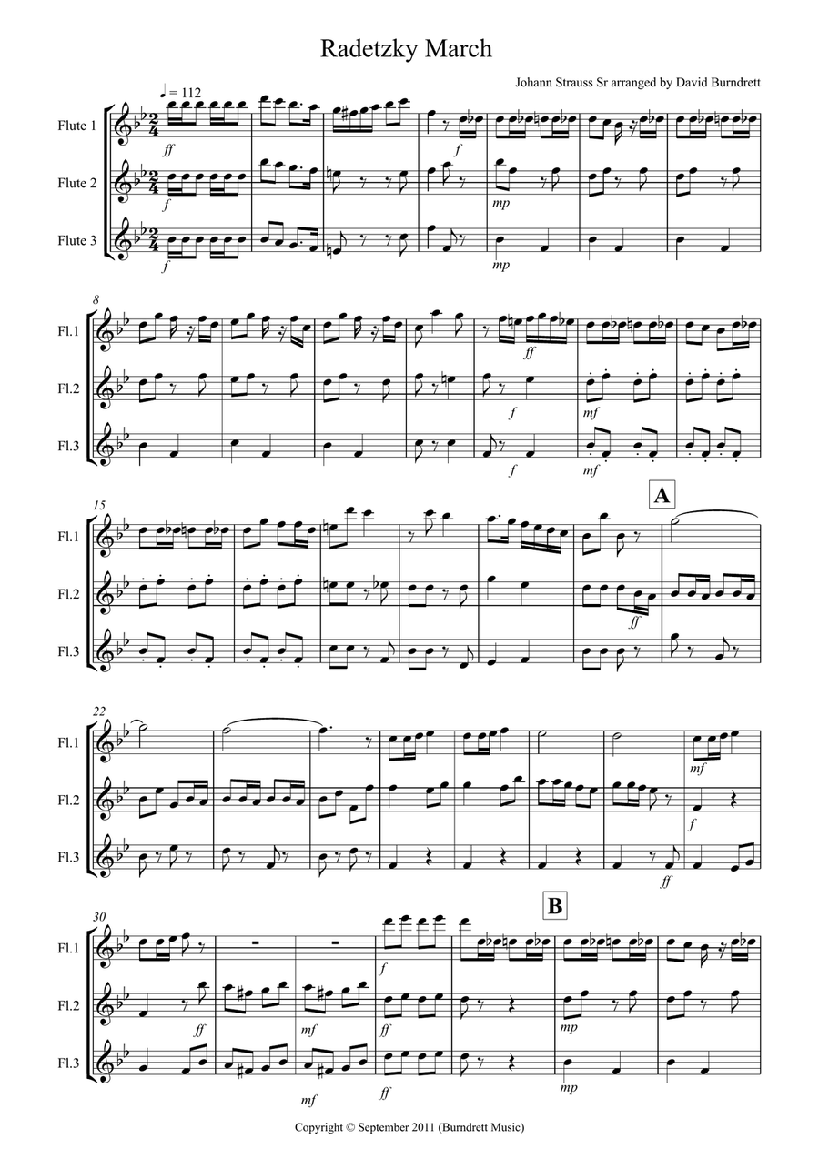Radetzky March for Flute Trio Flute Solo scores gallery preview page 1