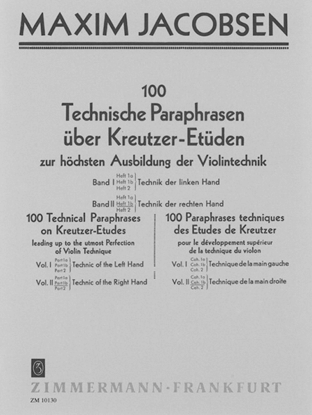 100 Technische Paraphrasen über Kreutzer-Etüden Band II Heft 1b