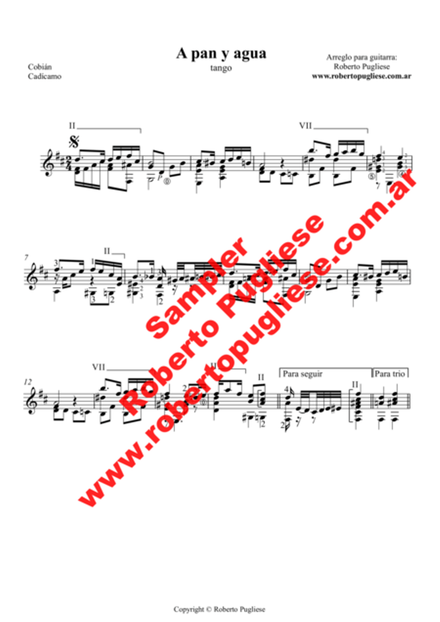 A pan y agua - Tango (Cobian - Cadicamo) Classical Guitar scores gallery preview page 3