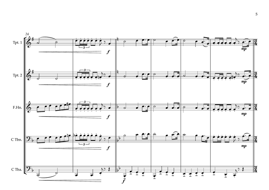 Burkinabé (Burkina Faso) National Anthem for Brass Quintet (World National Anthem Series) Brass Quintet scores gallery preview page 5