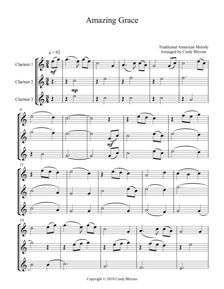 Amazing Grace, Clarinet Trio image number null
