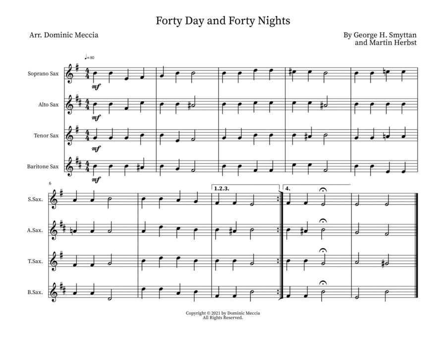 Forty Day and Forty Nights Saxophone Quartet scores gallery preview page 1