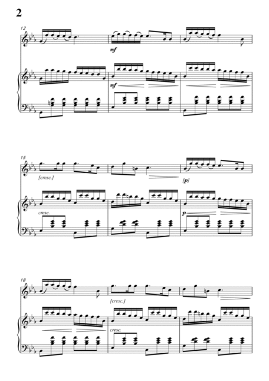 Schubert-Auf dem Wasser zu singen,for Flute and Piano Flute scores gallery preview page 3