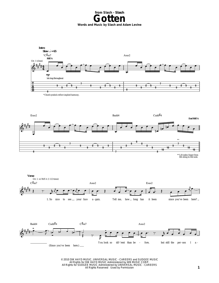 Gotten Acoustic Guitar scores gallery preview page 1