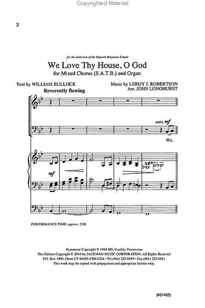 We Love Thy House, O God - SATB w/ Organ image number null